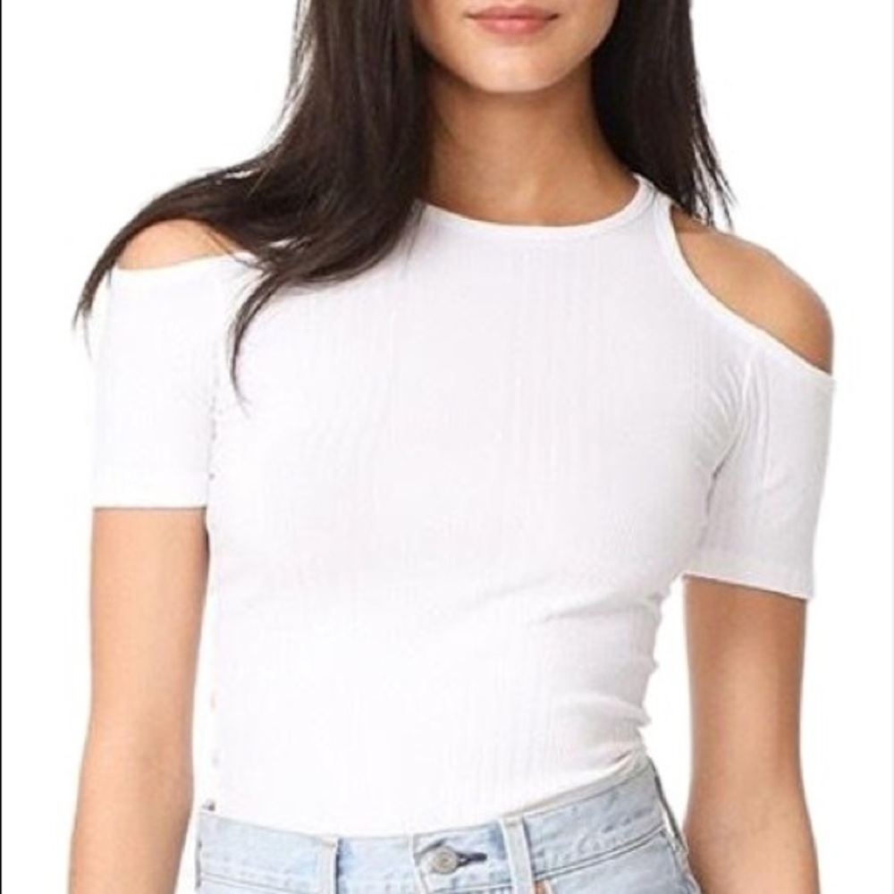 Frame White Cold Shoulder Top